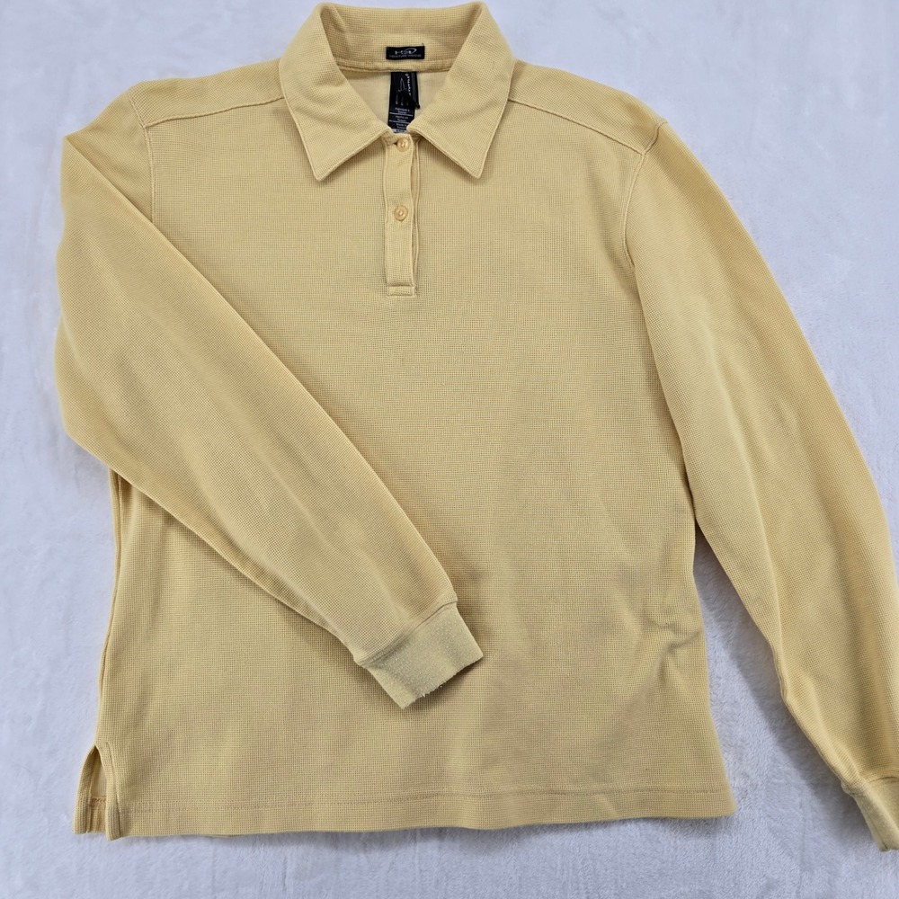 Page & Tuttle Polo Mens Small Shirt Yellow Long Sleeve H2O Moisture Wicking Golf